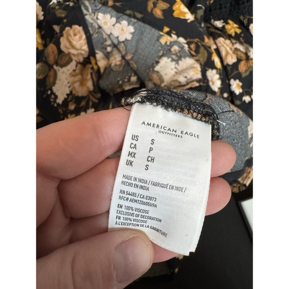American Eagle Floral Babydoll Top Fairy Grunge Boho Lace Festival Peasant - Picture 7 of 15